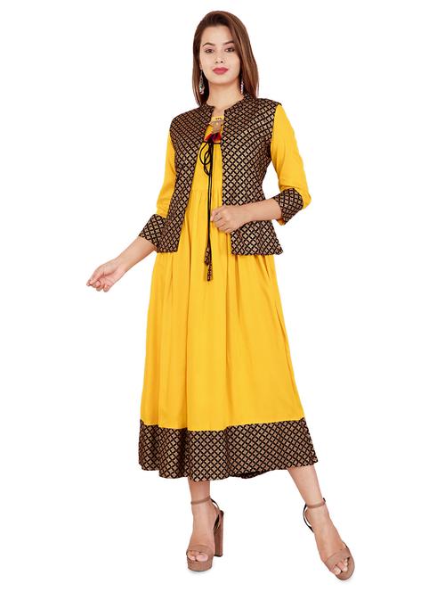 solid flared ethnic dress - 16568668 - Very Small Image - 1