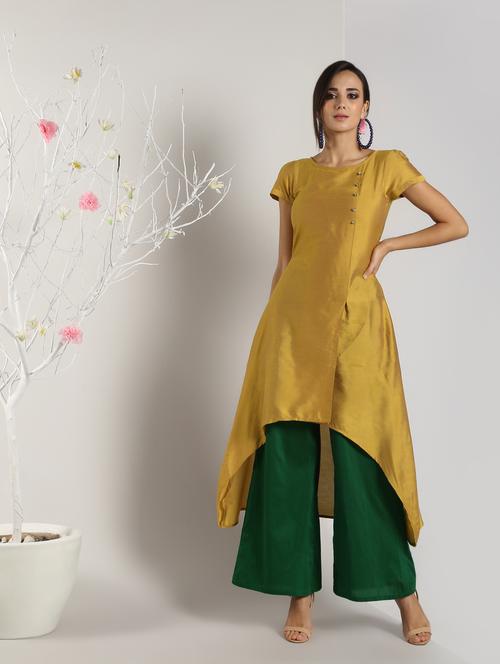 solid high-low silk kurta - 16568796 - Very Small Image - 1