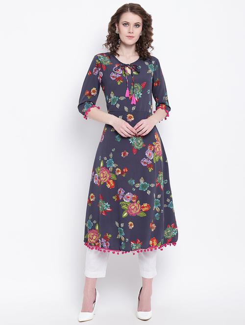 floral printed a-line kurta - 16568830 - Very Small Image - 1