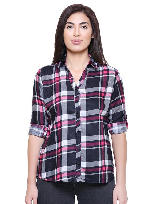 roll up sleeved plaid checks shirt - 16568841 - Very Small Image - 1