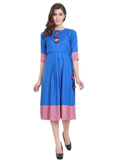 tassel tie up contrast a-line dress - 16568864 - Very Small Image - 1