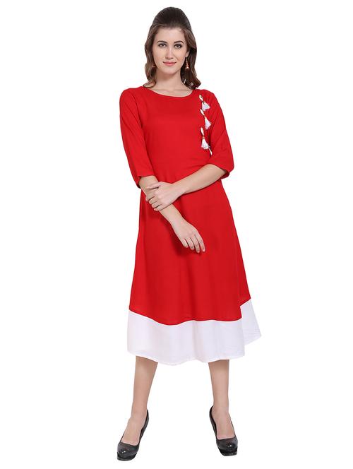 tassel detail contrast hem a-line dress - 16568865 - Very Small Image - 1