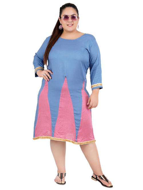 color block contrast lace a-line plus dress - 16568877 - Very Small Image - 1