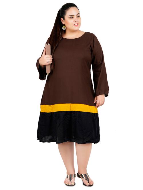 color block a-line plus dress - 16568879 - Very Small Image - 1