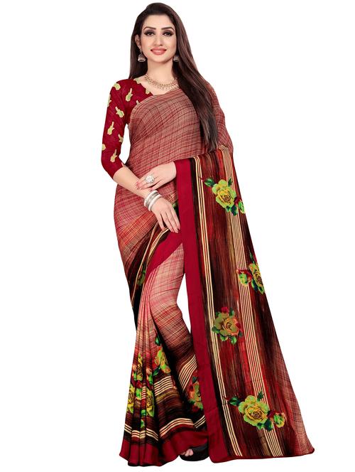 floral printed saree with blouse - 16569136 - Very Small Image - 1
