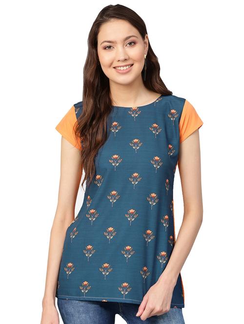 round neck floral tunic - 16569216 - Very Small Image - 1