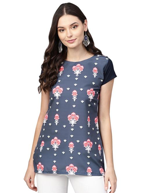 round neck floral print tunic - 16569230 - Very Small Image - 1