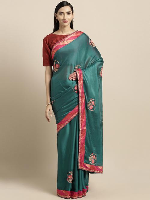 floral embroidered saree with blouse - 16569304 - Very Small Image - 1
