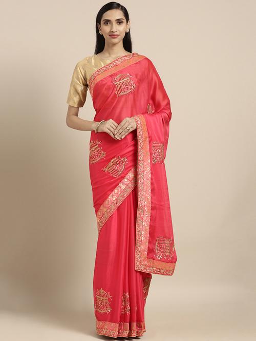floral embroidered saree with blouse - 16569305 - Very Small Image - 1