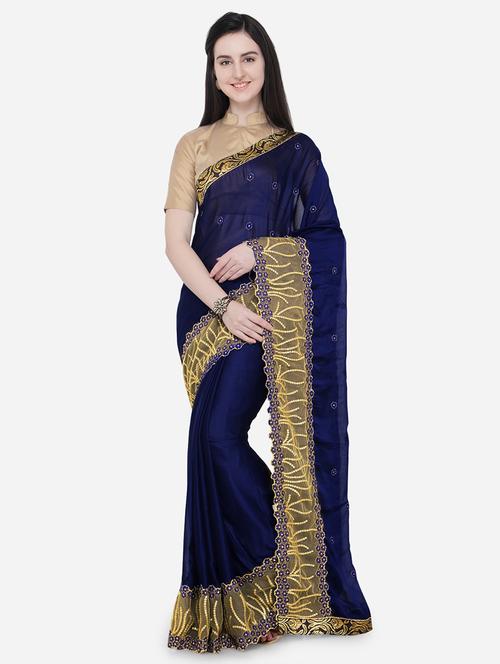 floral embroidered saree with blouse - 16569307 - Very Small Image - 1