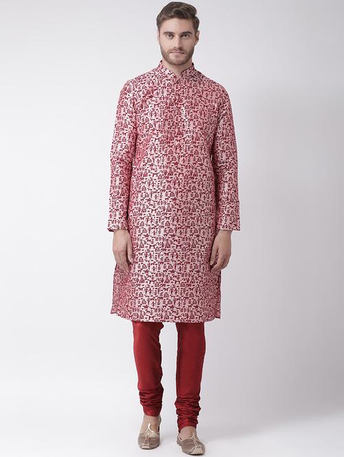 pink dupion printed long kurta - 16569475 - Very Small Image - 1