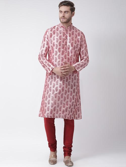 pink dupion printed long kurta - 16569476 - Very Small Image - 1