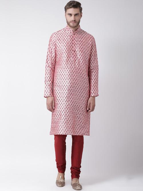 pink dupion printed long kurta - 16569477 - Very Small Image - 1
