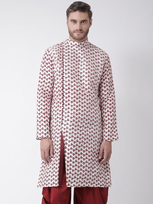 white dupion printed long kurta - 16569482 - Very Small Image - 1