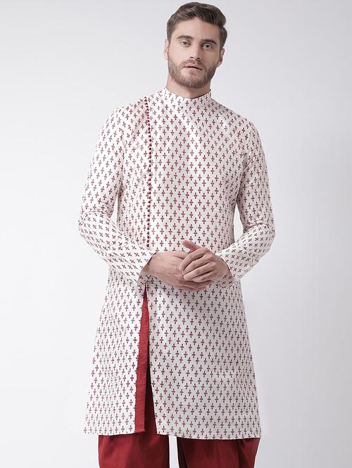 white dupion printed long kurta - 16569483 - Very Small Image - 1