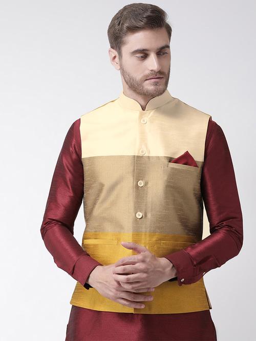 yellow striped nehru jacket - 16569532 - Very Small Image - 1