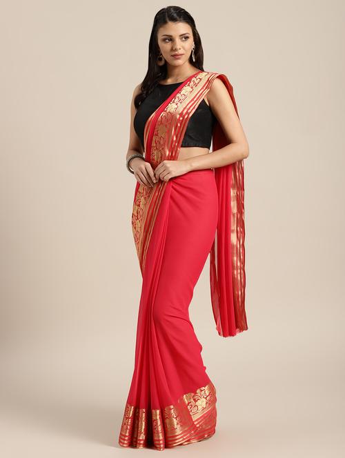 gold bordered saree with blouse - 16569831 - Very Small Image - 1