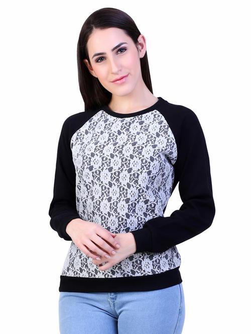 raglan sleeved floral lace sweatshirt - 16570920 - Very Small Image - 1