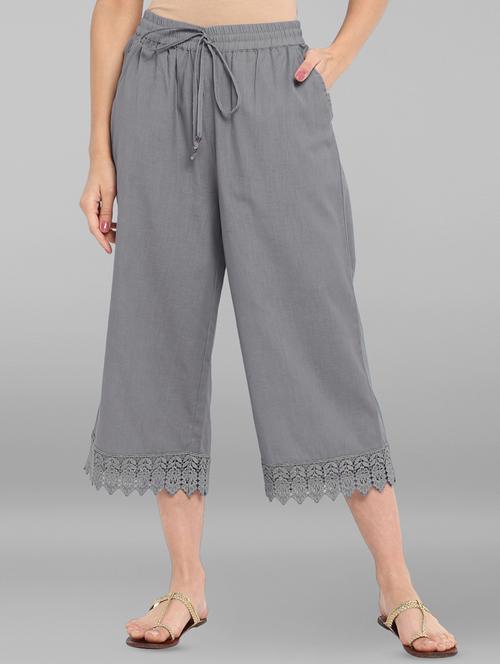 floral laced hem culottes - 16571598 - Very Small Image - 1