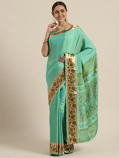 floral bordered saree with blouse - 16571711 - Very Small Image - 1