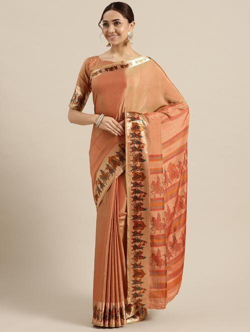 conversational bordered saree with blouse - 16571721 - Very Small Image - 1
