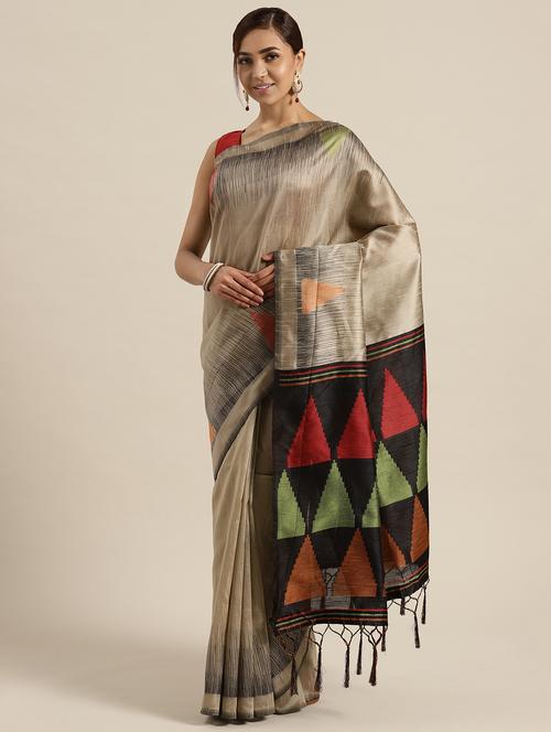 geometric printed saree with blouse - 16571737 - Very Small Image - 1