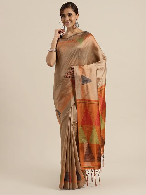 geometric printed saree with blouse - 16571738 - Very Small Image - 1