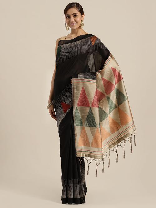 geometric printed saree with blouse - 16571740 - Very Small Image - 1