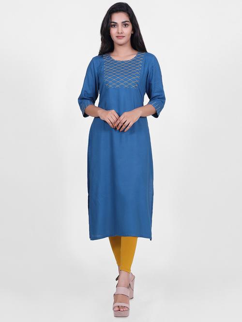 solid yoke a-line kurta - 16572294 - Very Small Image - 1