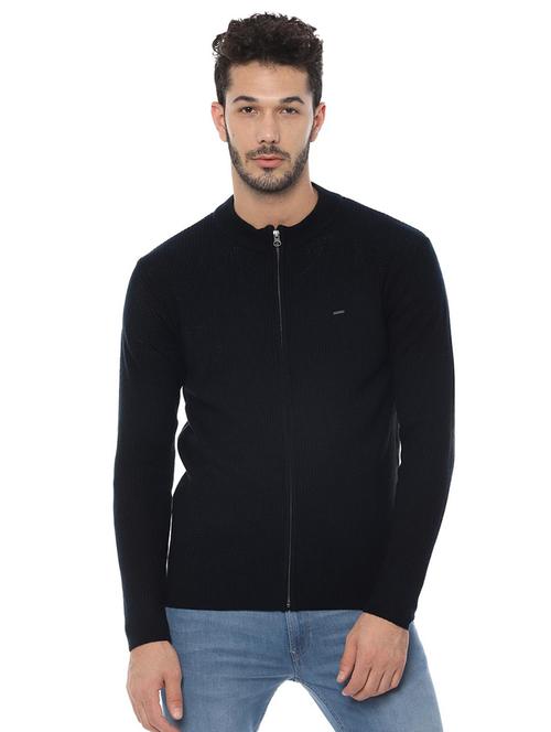 navy blue self design pullover - 16572778 - Very Small Image - 1