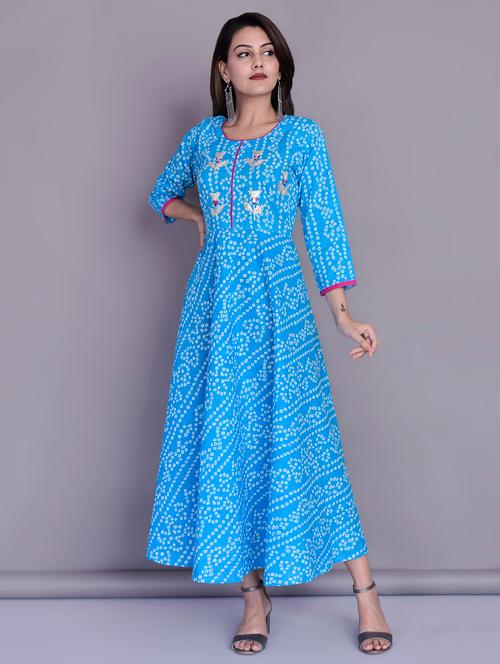 bandhani flared ethnic dress - 16573639 - Very Small Image - 1