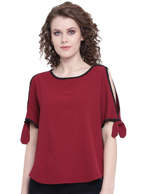 contrast bind slit sleeved top - 16573948 - Very Small Image - 1