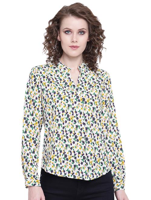 mandarin neck floral top - 16574012 - Very Small Image - 1