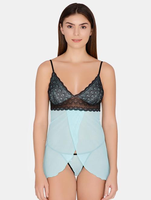 contrast floral lace babydoll - 16574236 - Very Small Image - 1