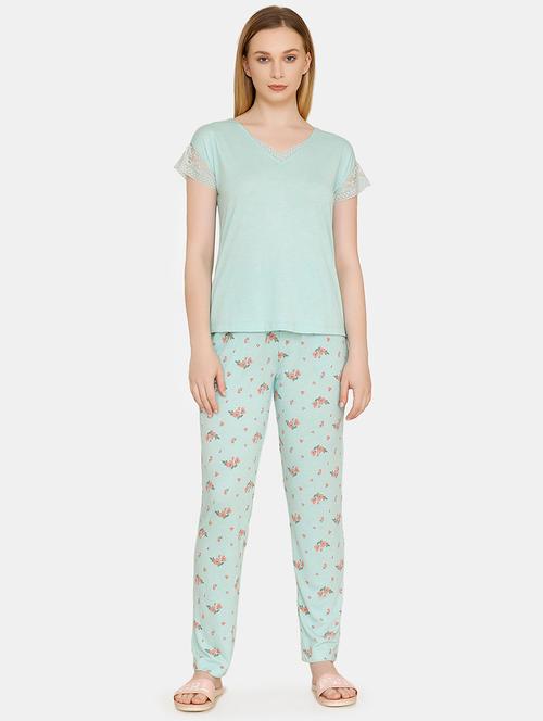 lace detail floral pyjama set - 16574243 - Very Small Image - 1