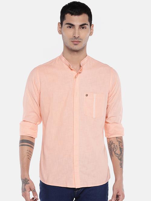 pink solid linen casual shirt - 16575507 - Very Small Image - 1