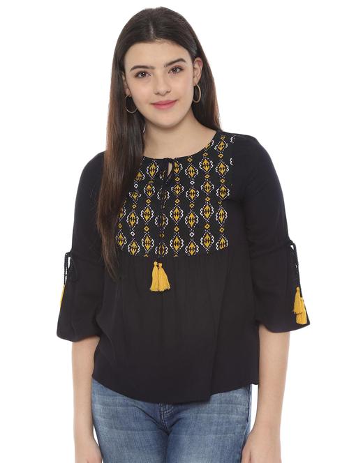 tie up neck bell sleeved top - 16577169 - Very Small Image - 1