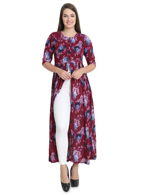 round neck floral gathered tunic - 16578698 - Very Small Image - 1