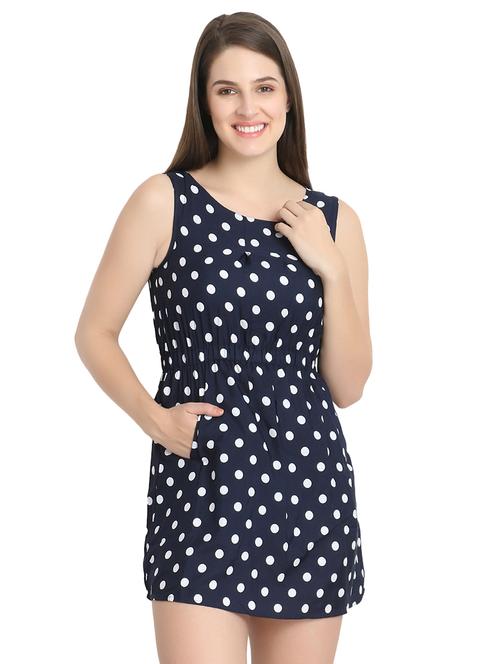 round neck polka dots a-line dress - 16578702 - Very Small Image - 1