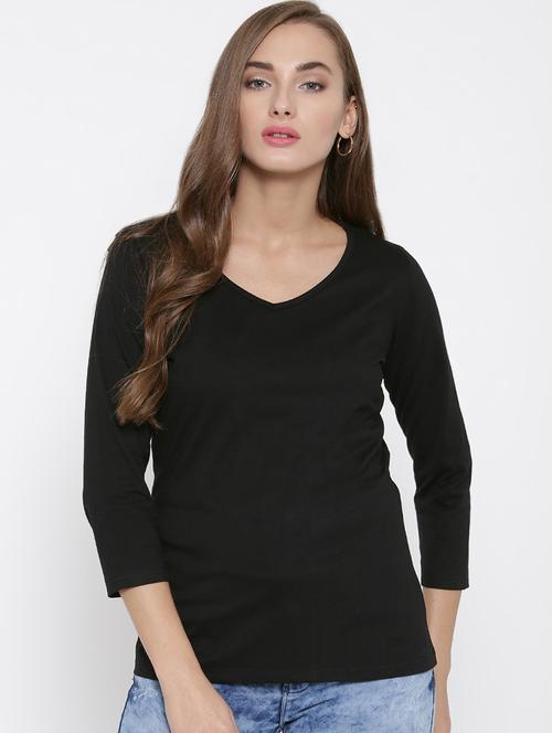 v-neck solid tee - 16579117 - Very Small Image - 1