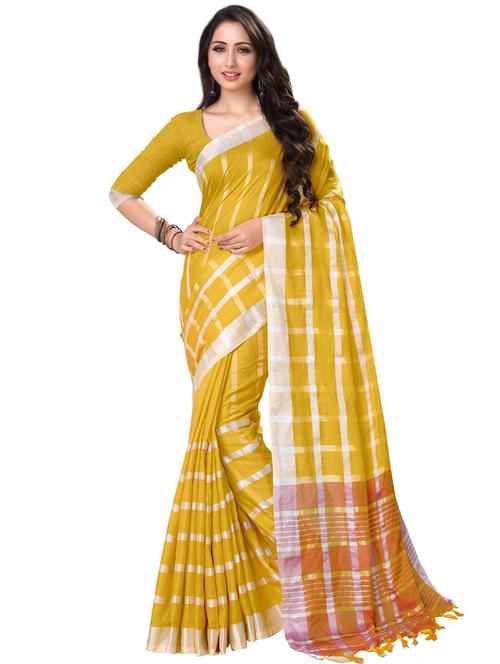 checkered printed saree with blouse - 16579483 - Very Small Image - 1