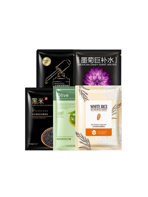 horec face mask (olive,white rice,black mask,black rice,daisy giant water ) pack of 5 - 16582035 - Very Small Image - 1