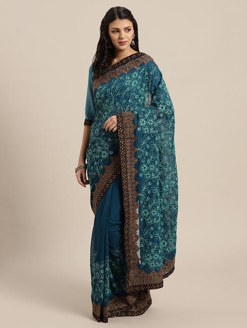 tonal embroidered saree with blouse - 16582090 - Very Small Image - 1