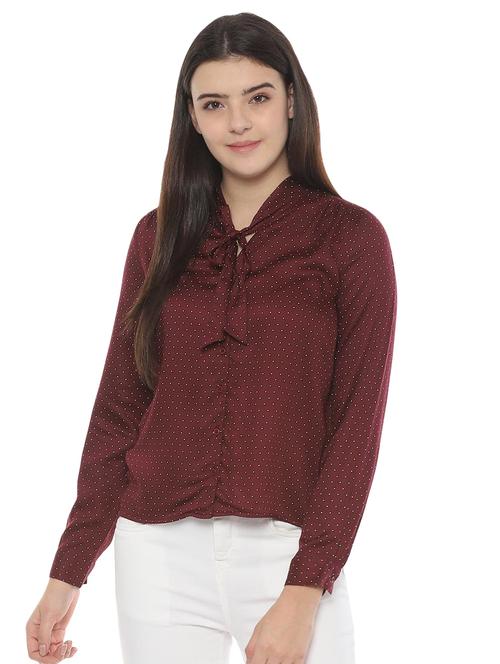 tie up neck polka dot shirt - 16584304 - Very Small Image - 1