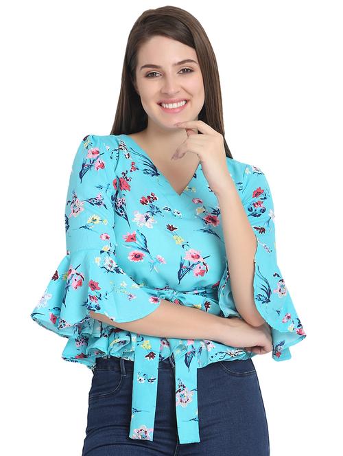 tie front floral top - 16584546 - Very Small Image - 1