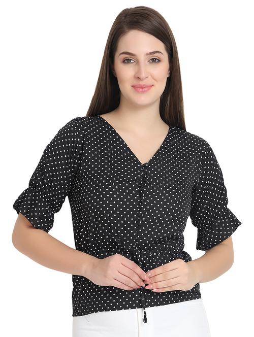 tie front polka dot top - 16584550 - Very Small Image - 1