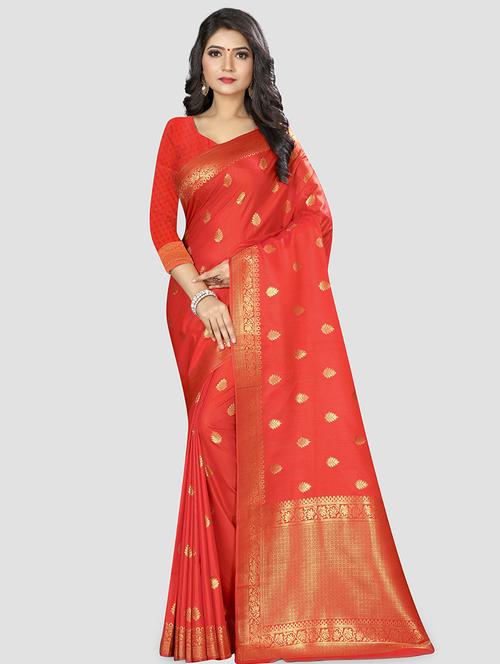 self-design kanjivaram saree with blouse - 16584574 - Very Small Image - 1