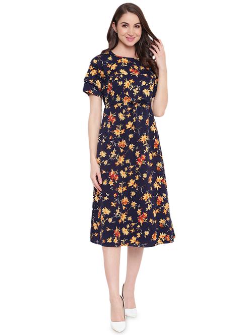 tie knot floral a-line dress - 16584608 - Very Small Image - 1