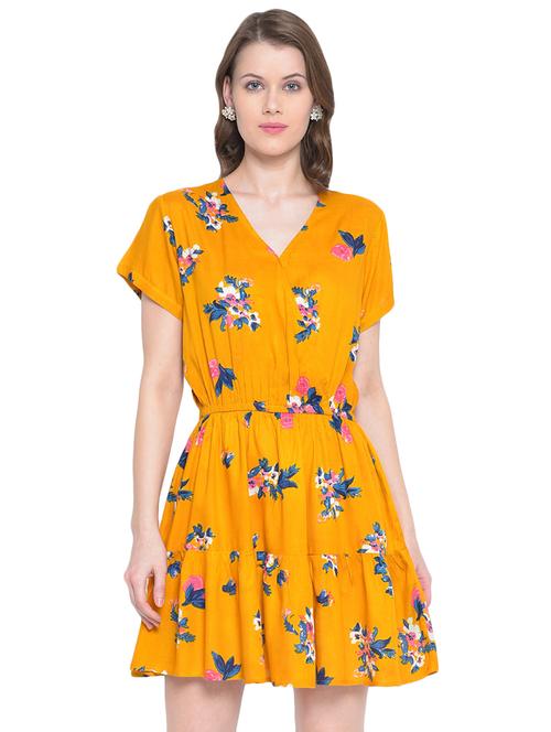 v neck floral flared dress - 16584623 - Very Small Image - 1