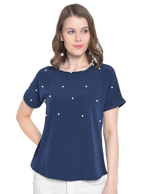turn up sleeved embellished top - 16584703 - Very Small Image - 1